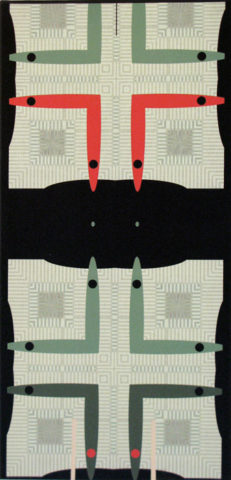 2009 acrylic and archival ink on canvas 27 x 13 inches