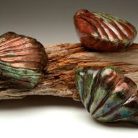copper luster raku ceramic 5 x 6 x 3 inches each Anne Alexander