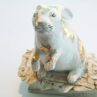 ceramic with gold and white glaze 11 1/2 x 12 x 8 inches