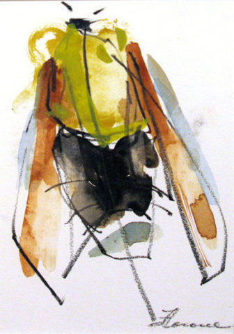 2008 watercolor and litho crayon 8 x 8 inches Private Collection