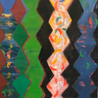 2018 acrylic and on canvas 59 x 45 inches