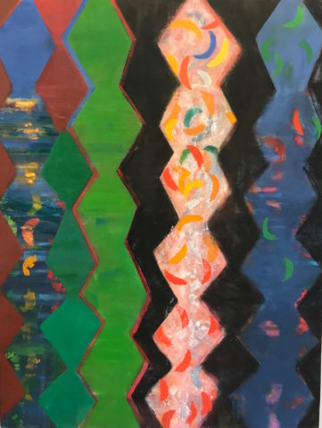 2018 acrylic and on canvas 59 x 45 inches