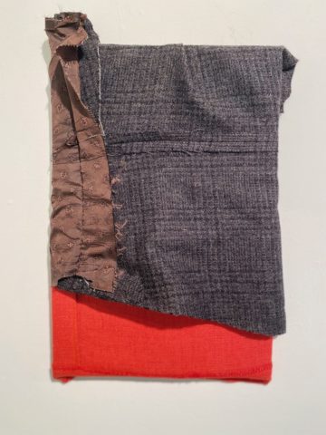 2020 gifted wool blazer, found polyester 17 x 11 x 1 inch