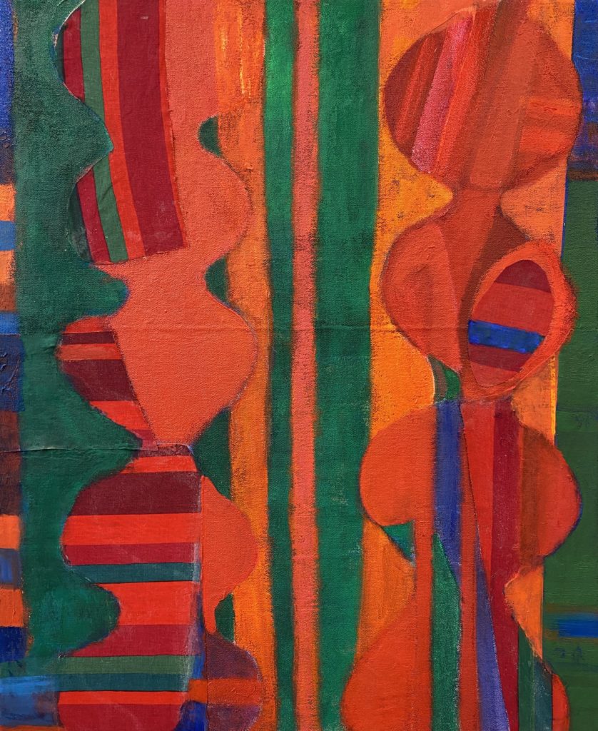 2022 acrylic, oil and collage on canvas 24 1/2 x 20 inches