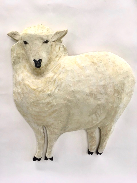 2018 shaped fresco 28 1/2 x 24 1/2 x 5 inches (sold)