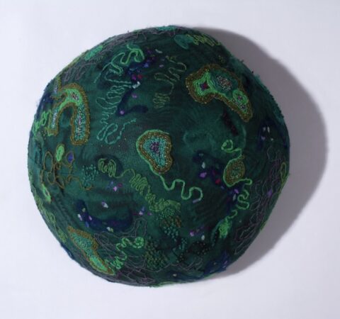 felt mixed media 22 inches circumference.