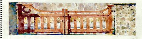 2022. watercolor. 5 3/5 x 21 3/4 inches