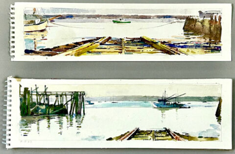 2023 watercolor 4 3/4 x 11 inches and 5 1/4 x 12 inches