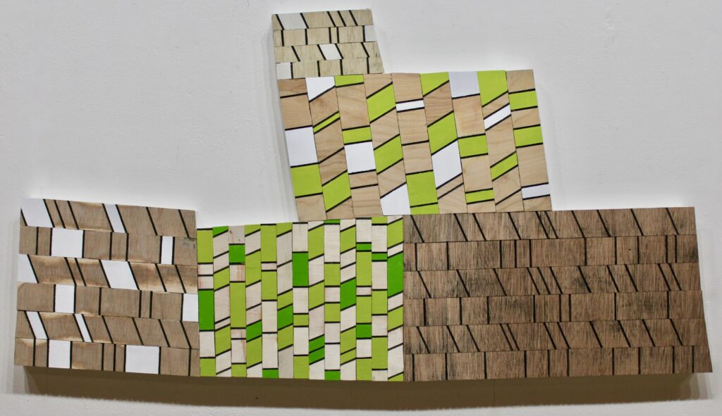 2022 acrylic on wood 23 x 43 1/2 inches