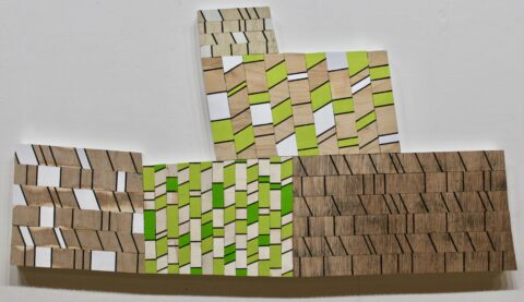 2022 acrylic on wood 23 x 43 1/2 inches