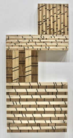 2021 aerosol on wood 30 1/2 x 14 1/2 x 1 3/4 inches