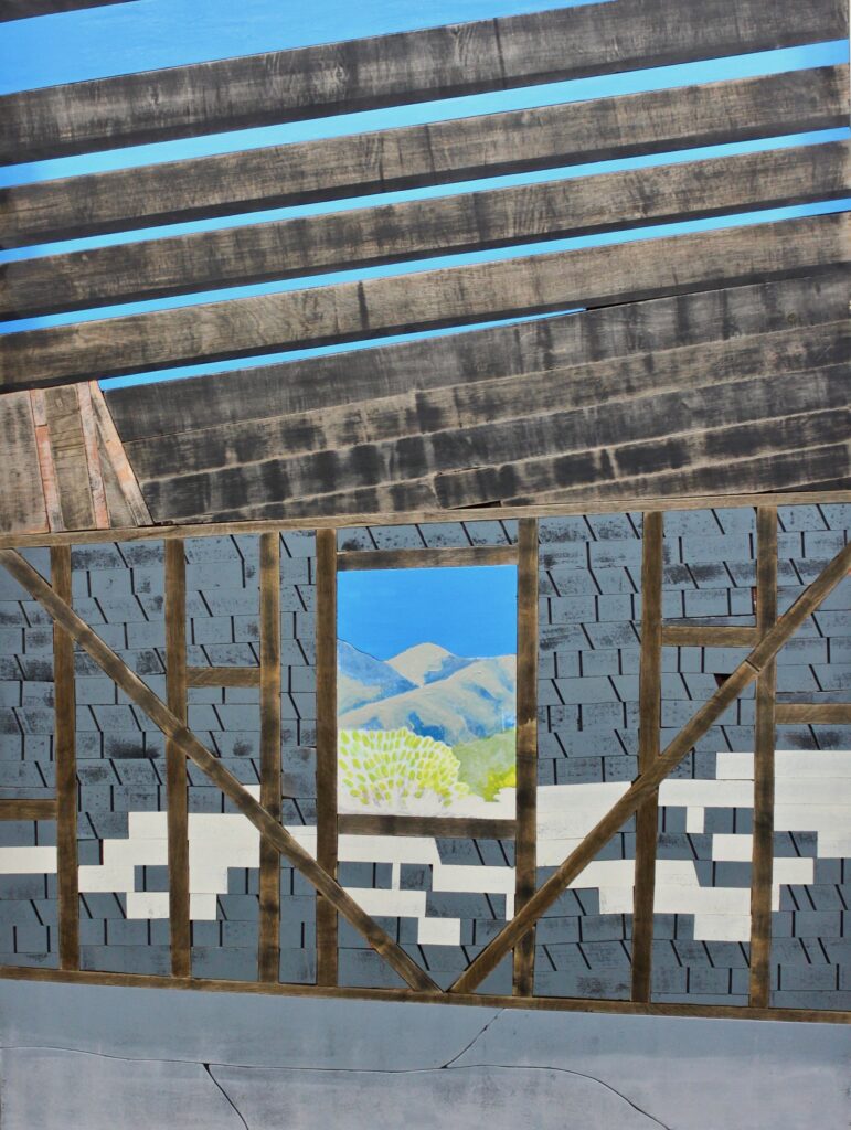 2023 acrylic and aerosol on wood 36 x 48 inches