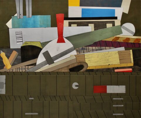 2023 acrylic and aerosol color on wood 40 x 48 inches