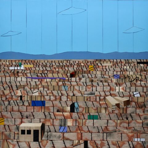 2022 acrylic and aerosol color on wood. 40 x 40 inches