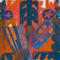 2025 oil and acrylic on canvas 22 x 23 inches