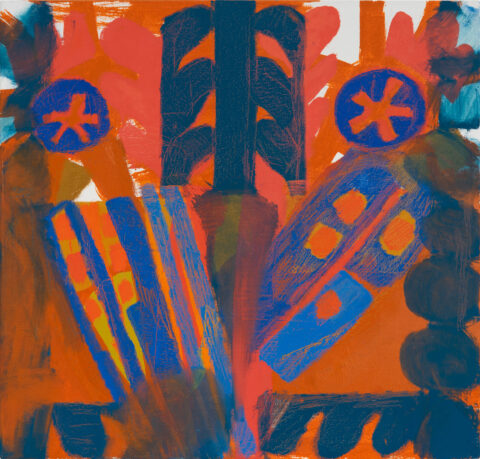 2025 oil and acrylic on canvas 22 x 23 inches