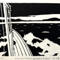 woodblock print 9 x 10 1/2 inches
