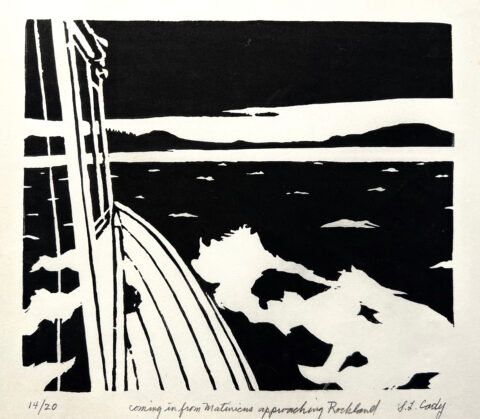 woodblock print 9 x 10 1/2 inches