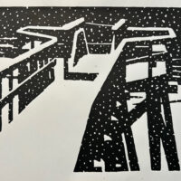 2005 woodblock print 13 x 5 1/2 inches