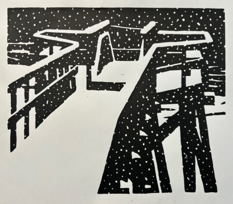 2005 woodblock print 13 x 5 1/2 inches