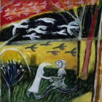 2025 casein and ceracolor on panel 14 x 18 inches