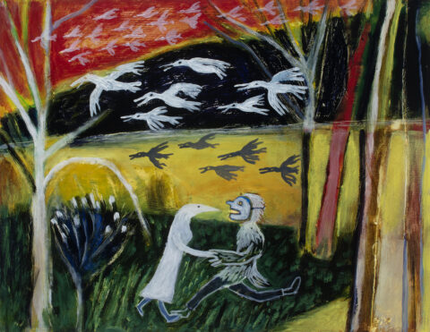 2025 casein and ceracolor on panel 14 x 18 inches
