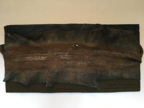 2023 found truck tire inner tube, wool blanket, cotton workjacket on board 24 x 51 x 6 inches