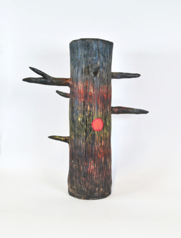 2023 terra sigillata and oil paint on mid-fire ceramic