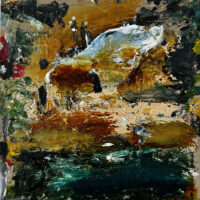 n.d. oil on bingo card 7 1/4 x 5 1/2 inches