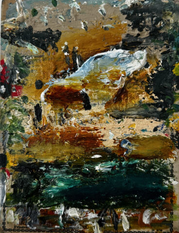 n.d. oil on bingo card 7 1/4 x 5 1/2 inches
