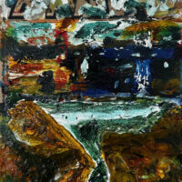 2014 oil on bingo card 7 1/4 x 5 1/2 inches