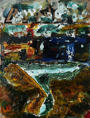 2014 oil on bingo card 7 1/4 x 5 1/2 inches