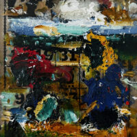 2014 oil on bingo card 7 1/4 x 5 1/2 inches