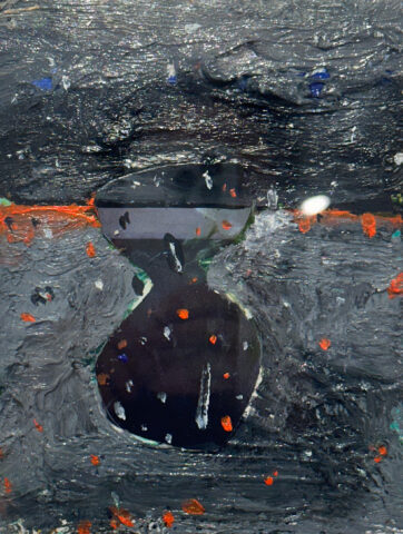 2016 oil on bingo card 7 1/2 x 5 3/4 inches