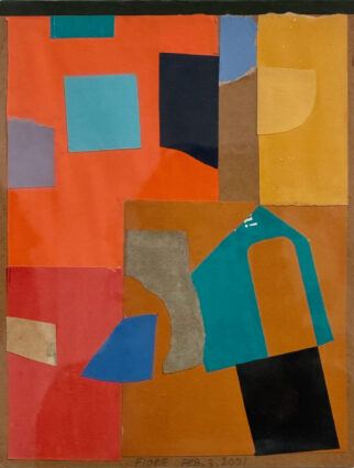 2001 collage on cardboard 11 x 8 1/2 inches