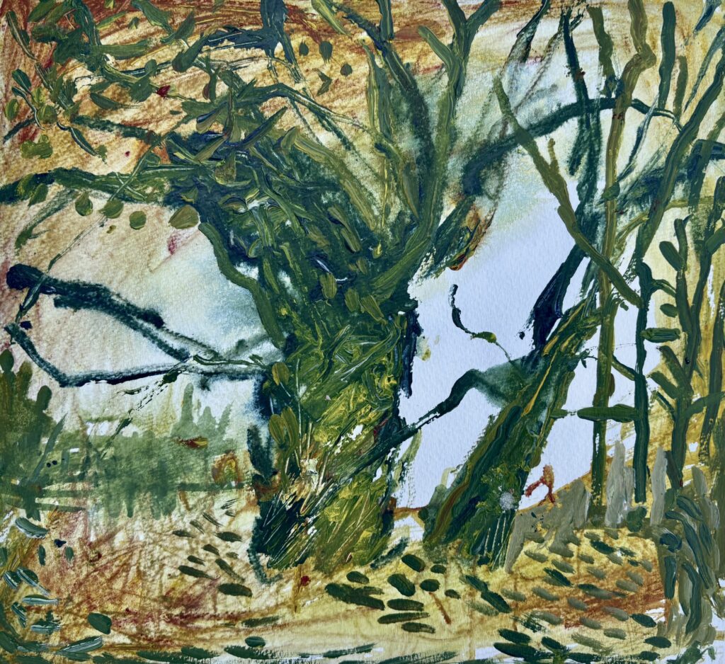 2026 acrylic and watercolor on paper 15 1/2 x 16 1/8 inches