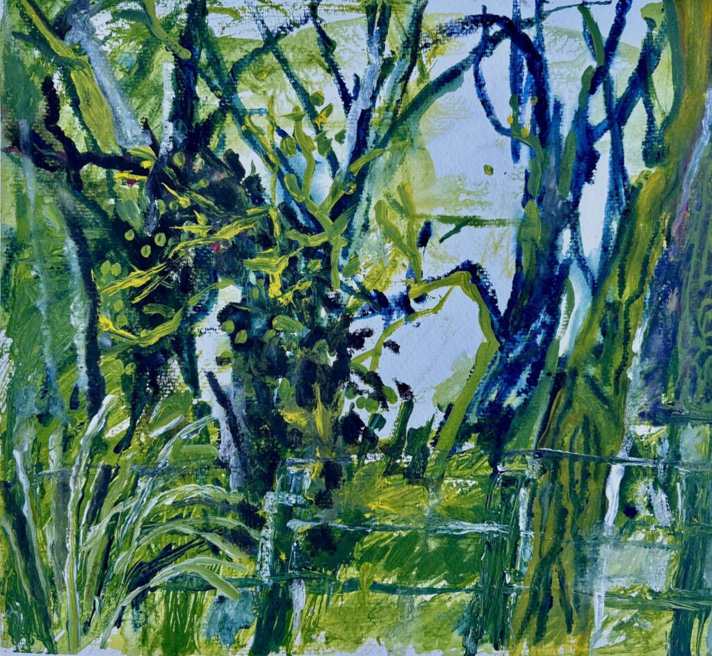 2026 acrylic and watercolor on paper 15 1/2 x 16 1/4 inches