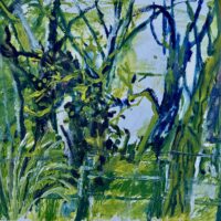 2026 acrylic and watercolor on paper 15 1/2 x 16 1/4 inches